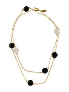 Vintage kate spade black/white reversible ENAMEL SPECTATOR NECKLACE gold chain